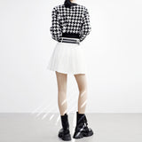 Monet Hound Checked Fur Jacket