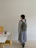 Dines banding check long skirt
