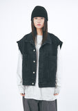 Cutting crack damage over denim vest