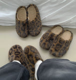 Winter Full Lining Fur Leopard Fur Slippers