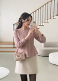 Berin Tweed Puff Peplum Blouse