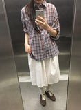 [unisex] Caraniel Check Roll-up Short Sleeve Shirt