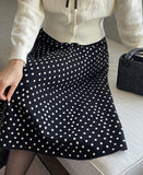 Lua Dot Knit Banding Flare Skirt