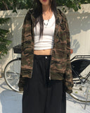 Chebo Military Camo Oversized-Fit Hood Zip-Up