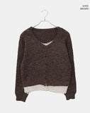 Meko Color Matching Layered Double Long Sleeve Knit Cardigan