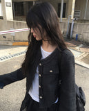 Noke Button Tweed Crop Jacket