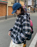[unisex] Donnie two-way string check hood zip-up