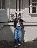 Lip Pocket Brush Denim Pants