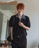 Vice Denim Collared Short Sleeve Knit