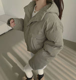 Matte Hood High-Neck Short Padding