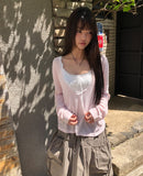 Dina Lace Ribbon Adjustable Cap Sleeveless Top