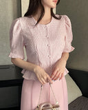 Jane Round Puff Peplum Blouse