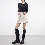 Razen Buckle Leather Skirt