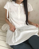 Happy Round Collar Puff Short Sleeve Mini One Piece