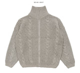 Foren cable zip-up cardigan knit
