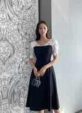 Jerin Color Matching Collar Flare One Piece