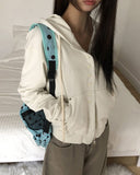 Ena Double Point Button Two-Way Hood Zip-Up