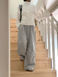 Mutal Roll-Up Button Shirring Slit Wide Training Pants