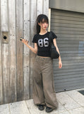 Debbie Cotton Slit Line Long Wide Pants