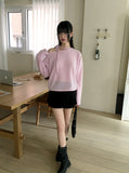 Clan Ribbon Strap Brushed Off Shoulder T-Shirt