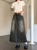Choppin hem surgical washing denim incision long skirt