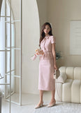 Modified Short Sleeve Collar Short Jacket Belt Set