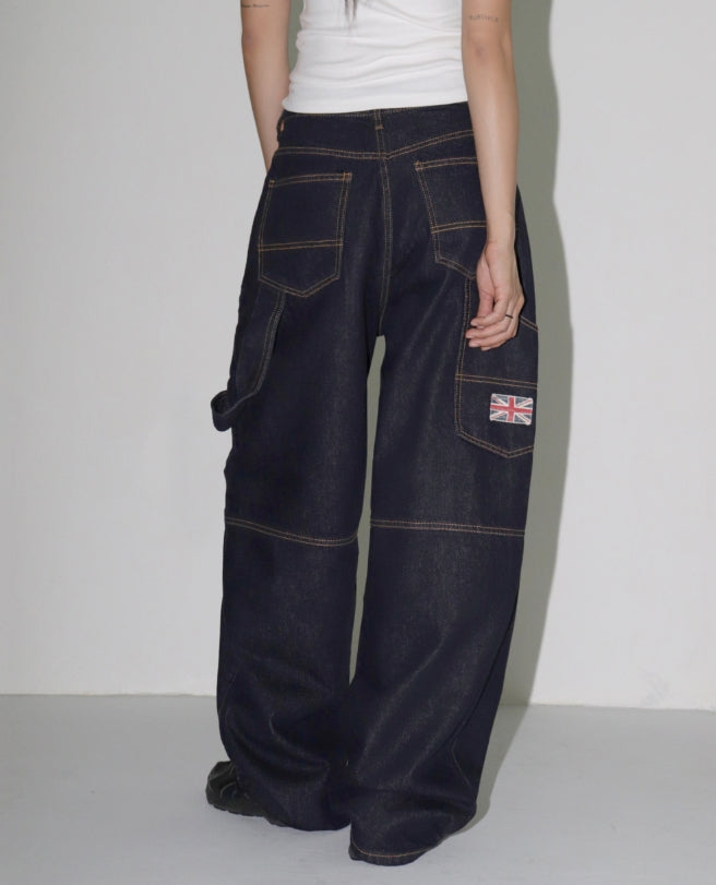 【WONDER WONDER】[Non-fade] Union Jack Carpenter Raw Denim WONDER WONDER (ワンダーワンダー) - [ノンフェード]オプト