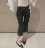 Hem Side Slit Capri Span Cotton Pants