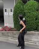 Libe Black Pintuck Wide Pants