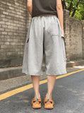 [UNISEX] Cutts Side Snap Crop Bermuda Pile Pants