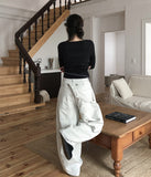 Kuri Color Matching Strap Layered Bustier Long Sleeve Set