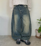 [unisex] Elkuo Washing Balloon Wide Denim Pants