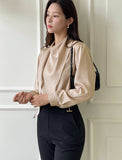 Credi Satin Tie Shawl Blouse