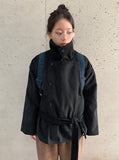 Rimlo Belt Double Button High Neck Coat