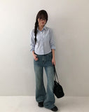 KN Crop Stripe Slim Shirt