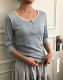 S-On Star Pattern Three Quarter T-Shirt
