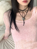 Bru sleeveless layered see-through ribbed long sleeve knit
