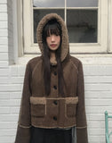 [MADE/Brushed Lining] Harbin Fluffy Suede Mustang Hood Short Coat