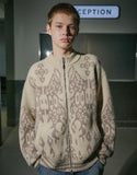 [2-WAY] Java Pattern Zip-Up Knit