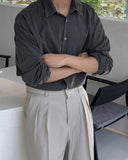 Two Tuck Semi Wide Belt Slacks