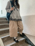 Nahin Check Patch Frill Hood Long Sleeve Tee