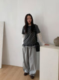 Kyaoli Dot Frill Short Sleeve Tee