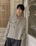 Diruin Tweed Damage Crop Shirt Jacket