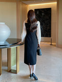 Melage Chiffon Color Matching Tie H-Line One Piece