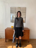 Shukan Ribbed Round Long Sleeve Tee