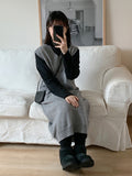 Melphen V-neck Knit Vest One Piece