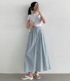 Whith Lining In Skirt Banding Rustling Nylon Pintuck Long Skirt