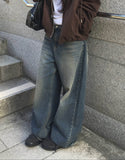 Thyssen Washing Denim Wide Pants
