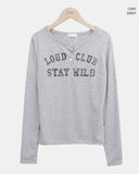Quind Lettering Button Long Sleeve T-Shirt