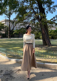 Polsyu belted flared long skirt